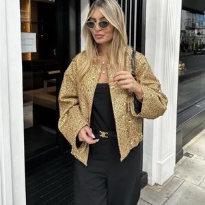 Zara Gold Bomber Jacket